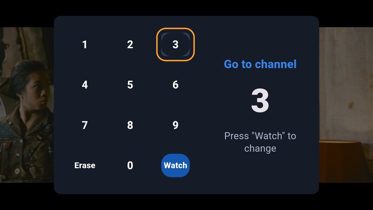 Go to channel box with a number keypad and channel 3 typed