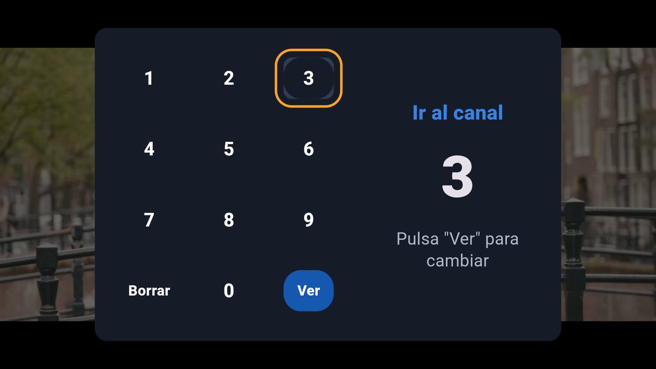 Cuadro Ir al canal con teclado de números y el canal 3 marcado